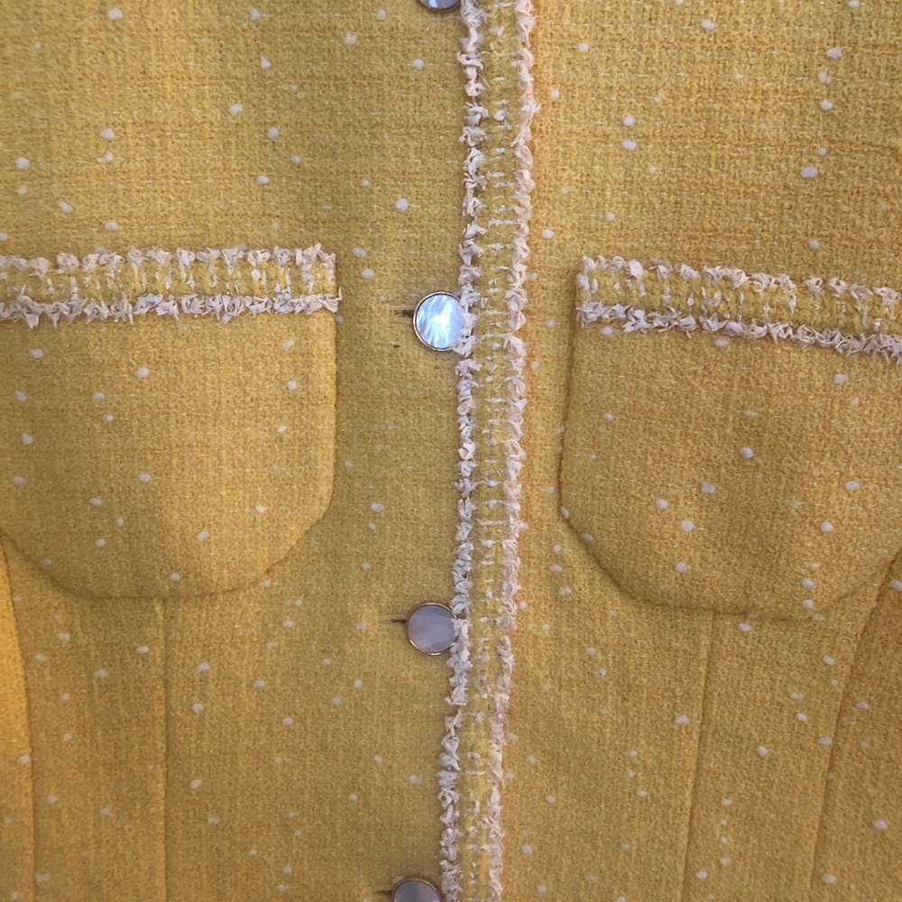 Carlisle Yellow Tweed Cropped Blazer size 4 - Picture 2 of 7